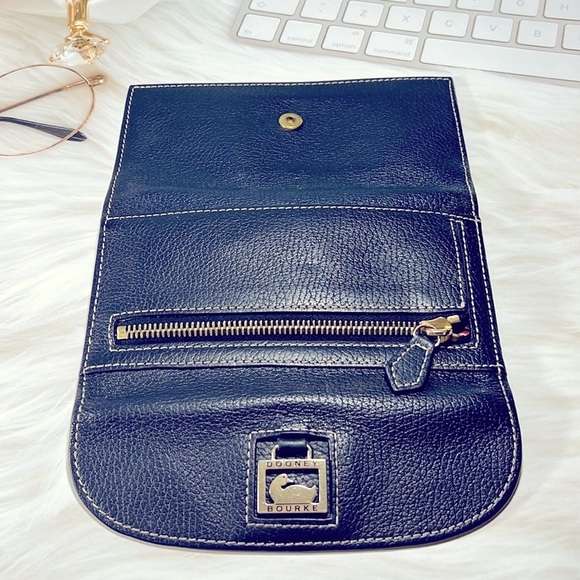 🦆 DOONEY & BOURKE DILLEN CONTINENTAL DARKBLUE NAVY LEATHER TRIFOLD CLUTCH WALLET - Picture 5 of 9